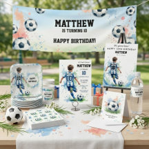 Watercolor Soccer Boy's Birthday Party