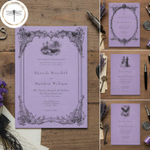 Vintage Gothic Black Toile Purple Wedding