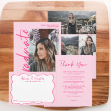 Script retro neon pink graduate photo graduation 