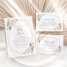 Blush and White Flowers Baby Shower Collection