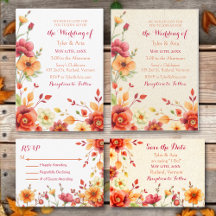 Watercolor Autumn Themed Wedding Suite