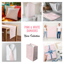 Pale pink and white vintage damask pattern