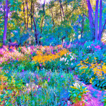 Impressionistic Colorful Garden Landscape Flowers