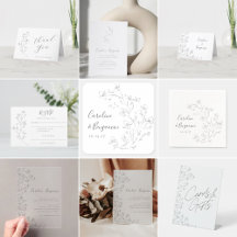Minimalist Lines Cherry Blossom Botanical Wedding