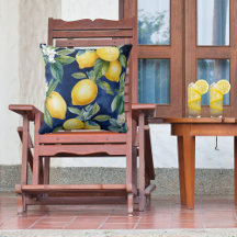 Watercolor Lemons on Navy