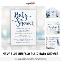 NAVY BLUE BUFFALO PLAID BABY SHOWER