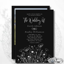 Black Background and White Wildflower Wedding