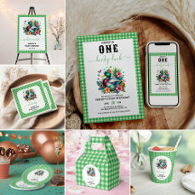 green Watercolor One Lucky Duck Boy 1st Birthday