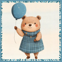 Plaid Bears Collection with Balloons