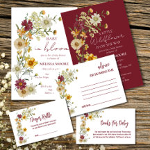 Burgundy Wildflower Rustic Boho Baby Shower