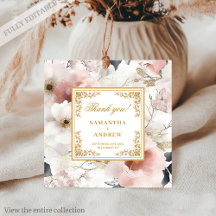 Blush Ivory Gold Floral Wedding Favor Tags 193W