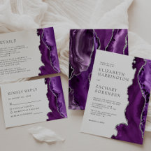 Purple Agate Silver Modern Wedding Suite