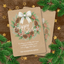 Classy December Wreath With White Bow