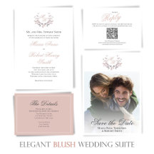 Elegant Pale Blush Pink Wedding Stationery Suite