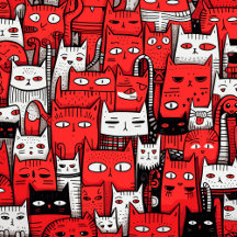 Meowtastic Moments: Red, White, Black