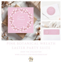 Pink Botanical Wreath Easter Party Suite