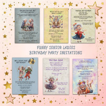 Funny Senior Ladies Birthday Party Invitations