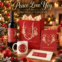 Peace Love Joy Red Gold Christmas Collection