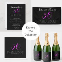 Chic hot pink and black 50 and fabulous birthday
