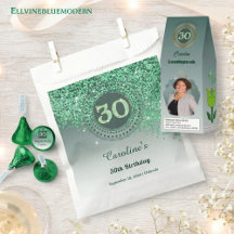 Vibrant Emerald & Gold Glitter   30th Birthday