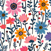 Colorful, Bright and Cheery Folk Art Flowers