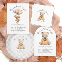 We Can Bearly Wait Teddy Bear Boy Baby Shower