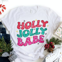 Christmas Holly Jolly Babe Modern Glitter Script
