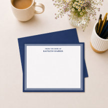 Classic Navy Blue Personalized Stationery