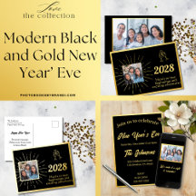 Modern Black and Gold New Year’s Eve Celebration 