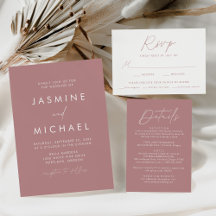 Modern Script Dusty Rose Wedding Collection