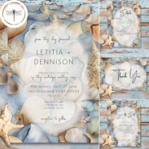 Tropical Seashells Scene Modern Wedding