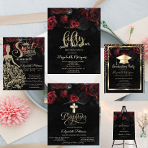 Elegant Red Roses Gotic Black