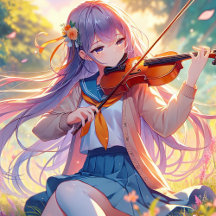 Anime Girl Playing the Violin