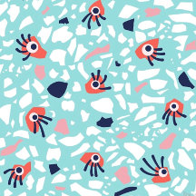Fun Geometric Terrazzo Pattern With Eyes