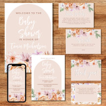 Boho Neutral Floral Baby Shower Collection