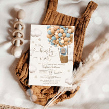 Cute Teddy Bear With Balloons Boy Baby Shower