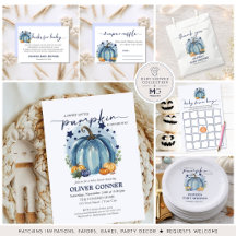 Blue Sweet Little Pumpkin Autumn Fall Baby Shower