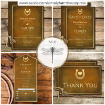 Western Rustic Horseshoe Brown & Gold Wedding