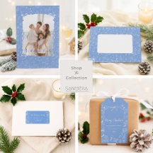 Whimsical Soft Blue Christmas Doodle Holiday