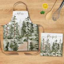 Watercolor Rustic Green Forest Landscape