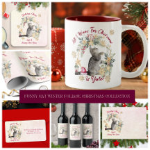 Cute Christmas Cat Gold Snowflakes Holiday Party