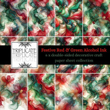 Festive Red & Green Alcohol Ink Scrapbook Paper