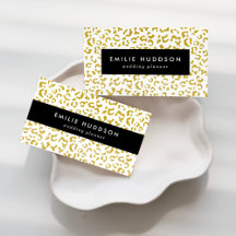 Gold Glitter Leopard Business Cards Collection