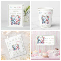 Gender Reveal Party - Teddy Bear - Blue and Pink 1