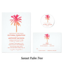Tropical Sunset Palm Tree Beach Wedding