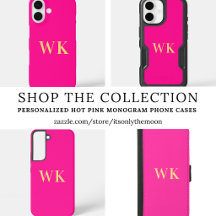 Modern Monogram Initials Hot Pink Phone Cases