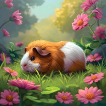 Guinea Pig Amidst The Pink Flowers