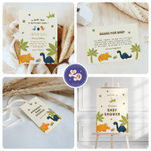 Cartoon Style Dinosaur Baby Shower