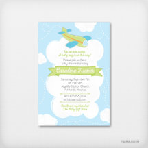Retro Green Airplane Baby Shower