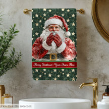 Classic Vintage Watercolor Santa Claus Bath Towels